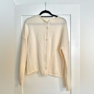 Cream Button-Front Cardigan